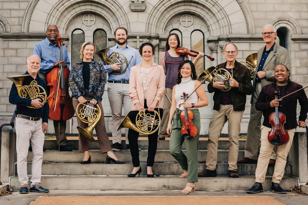 L-R::  Tod Bowermaster, Alvin McCall,  Victoria Knudtson, Blaine Dodson, Julie Thayer, Asako Kuboki, Jessica Cheng Hellwege,   Roger Kaza, Thomas Jöstlein,  Andrew François. Photo courtesy of the SLSO.