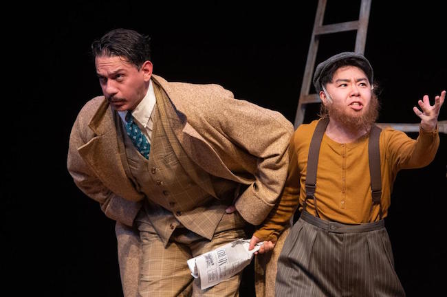 A scene from the hilarious 'The 39 Steps' at the Repertory Theatre St Louis, photo by John Gitchoff.