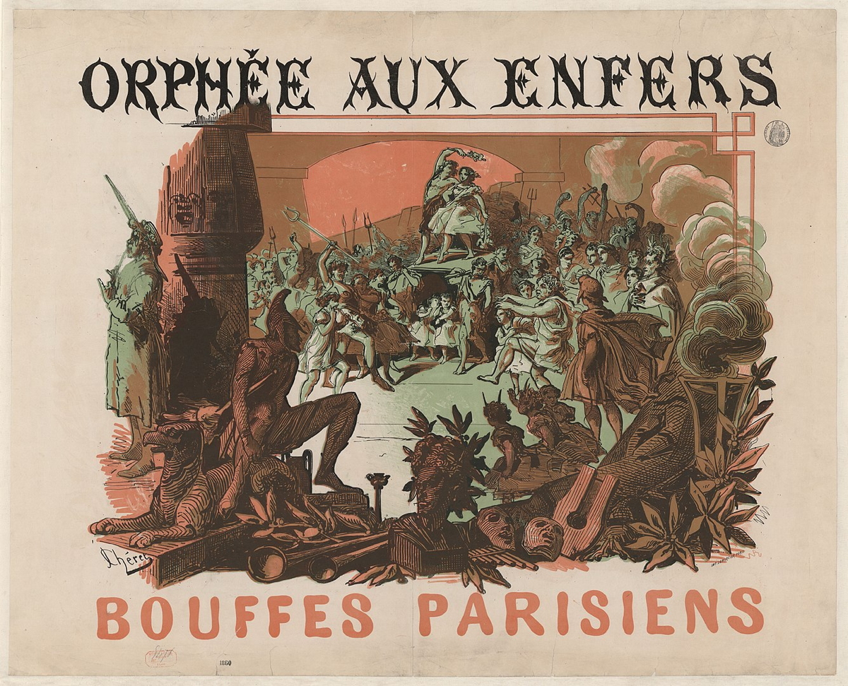Poster for 1867 revival of "Orphée aux enfers" By Jules Chéret Poster for 1867 revival of "Orphée aux enfers" By Jules Chéret.