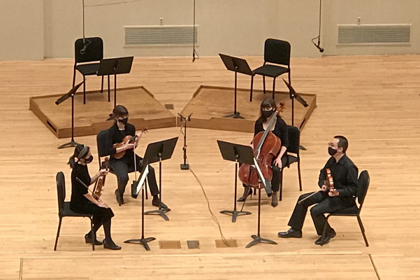 L-R: Xiaoxiao Qiang, Andrea Jarrett, Jonathan Chu, Jennifer Humphreys