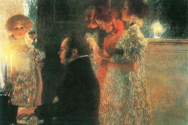 Schubert at the Piano by Gustav Klimt (1899). Public Domain.