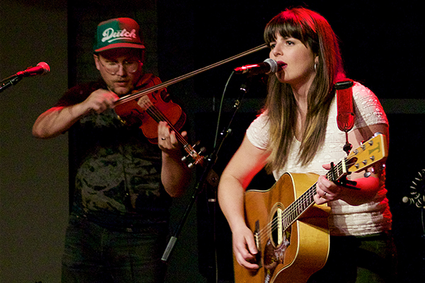 Beth Bombara performing at The Stage at KDHX as part of the Live From The Listening Room series on May 8, 2018. Photo by Colin Suchland.